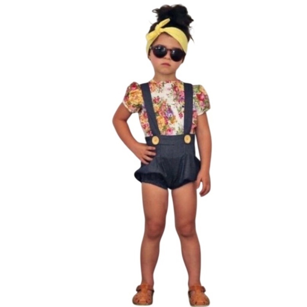 NEW LACEY‎ LANE Polka Dot Suspender Bloomers Romper Size 5 Navy Retro Australia